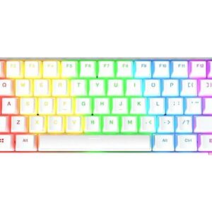 60% Bluetooth 5.0/USB Wired Dual Mode Mechanical Keyboard, Pudding PBT Keycaps, 61 Keys Compact Gaming Keyboard, Long Rechargeable Battery Life, USB