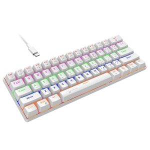 60% Mechanical Gaming Keyboard Blue Switch, Full Anti-Ghosting 61 Key, Mini Portable Rainbow Backlit, Wired USB Type-C Cable, 18 Backlit Effects for
