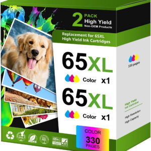 65 XL 65XL Ink Cartridge Compatible for HP 65 Ink Color for DeskJet 3755 3700 3752 3772 2600 2622 2652 2655 2640 Envy 5000 5055 5052 5014 5010 5070 AMP 100 120 130 Printers (2...
