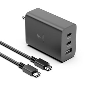 65W 3-Port Fast Charger GaN Adapter Compatible with Samsung Galaxy S24, S24+, S24 Ultra/ S23, S23+, S23 Ultra/ S22, S22+, S22 Ultra/Note 10, Note 10 5G, Note 10+, Note 20 with...