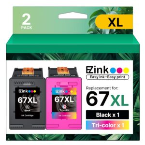 67XL 67 Ink Cartridges Black/Color Combo Pack Remanufactured for HP Ink 67 67XL to Use with HP Deskjet 2855e 2800e 2755e 2700e 2700 2852e 4255e 2734e 4100 4000 Envy 6000 6055e...