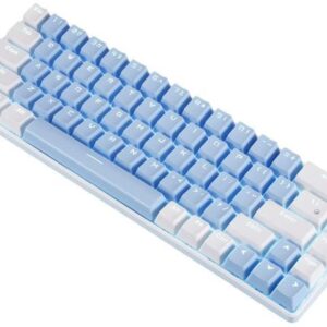 68 Keys Blue White Mechanical Gaming Keyboard 60% Keyboard Anti-Ghosting Type-C USB Wired and Wireless Bluetooth Connection mode LED Backlit Keyboard