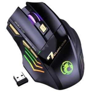 7 Colors RGB Wireless Mouse, 2.4Ghz Wireless Gaming Mouse for Gamer, Computer Mouse Ergonomic Gaming Mousewith 7 Buttons, 1200/2400/3200 DPI,