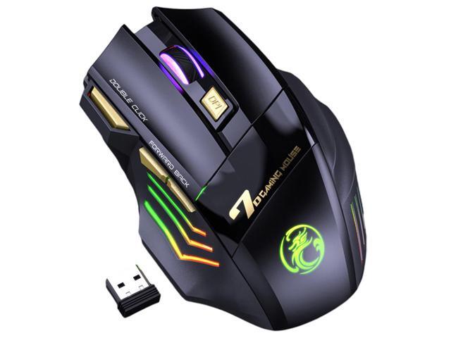 7 Colors RGB Wireless Mouse, 2.4Ghz Wireless Gaming Mouse for Gamer, Computer Mouse Ergonomic Gaming Mousewith 7 Buttons, 1200/2400/3200 DPI,