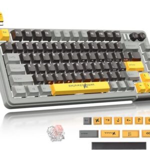 75% Mechanical Gaming Keyboard, EC Ivy V2 Switches, BT5.0+USB-C, 4 Devices Connection, LED Backlit 5000mAh Battery, Anti-Ghosting 81 Keys Wireless
