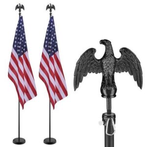 8 Ft Sectional Indoor Flag Pole Kit Eagle Topper Aluminum 3x5 Ft US Flag & Base