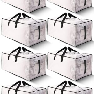 8 Pack Large Strong Moving Bags with Zippers & Carrying Handles - Water-Resistant - Heavy Duty Storage Tote for Space Saving, Fold Flat, Alternative to Moving Box...