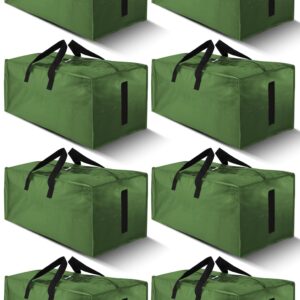 8 Pack Large Strong Moving Bags with Zippers & Carrying Handles - Water-Resistant - Heavy Duty Storage Tote for Space Saving, Fold Flat, Alternative to Moving Box (Olive Green)
