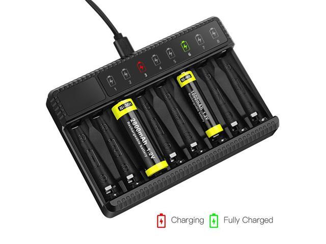 8 Slot Smart Battery Charger LED Display for 1.5V AA/AAA NiMH Rechargeable Batteries Intelligent Lithium Battery Charger