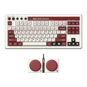 8BitDo Retro Mechanical Keyboard, Bluetooth/2.4G/USB-C Hot Swappable Gaming Keyboard with 87 Keys, Dual Super Programmable Buttons for Windows and