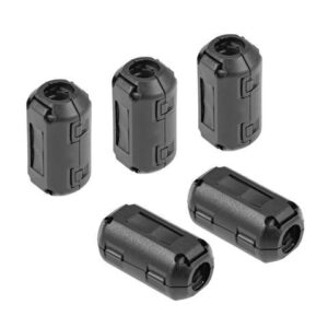 9mm Ferrite Cores Ring Clip-On RFI EMI Noise Suppression Filter Cable Clip, Black 5pcs