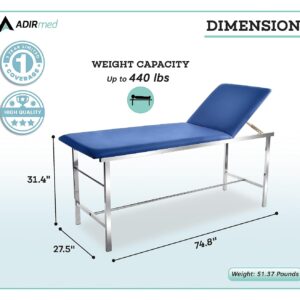 AdirMed Exam Table with Paper Towel Roll Dispenser - Medical Treatment Tables - Adjustable Physical Therapy Patient Examination Bed, Durable, Low Maintenance and Holds Up to 440...