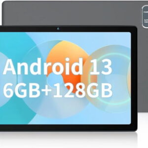 AEEZO 10 inch Tablet Android 13 Tablets, Quad-Core Tablet PC, 6GB RAM, 64GB ROM, 128GB Expand, 5000mAh, 1280x800 HD Touch Screen, 5MP+8MP, Wifi, Dual Camera - Grey