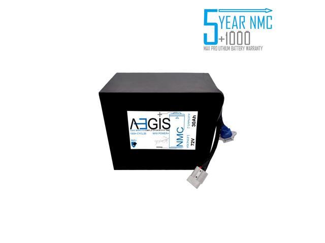 Aegis Battery 72V 30Ah NMC Li-Ion Battery + Charger is a state of the art rechargeable battery pack made w/18650 Li-Ion cylindrical cells. For ebikes,