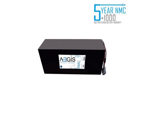 Aegis Battery 72V 40Ah Li-Ion Battery + Charger is a state of the art rechargeable battery pack made with 18650 Li-Ion cylindrical cells. For ebikes,