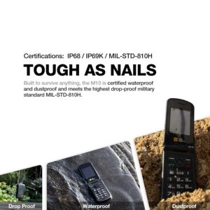 AGM M10 Rugged Basic Flip Phone, 4G Feature Cell Phone, Simple Mobile Phones, Waterproof & Drop-Proof, Pocket-sized, SOS Button, Speed Dial, 98dB Speaker, Large Fonts & Big...