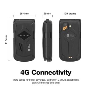 AGM M10 Rugged Basic Flip Phone, 4G Feature Cell Phone, Simple Mobile Phones, Waterproof & Drop-Proof, Pocket-sized, SOS Button, Speed Dial, 98dB Speaker, Large Fonts & Big...