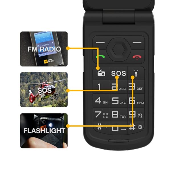 AGM M10 Rugged Basic Flip Phone, 4G Feature Cell Phone, Simple Mobile Phones, Waterproof & Drop-Proof, Pocket-sized, SOS Button, Speed Dial, 98dB Speaker, Large Fonts & Big...