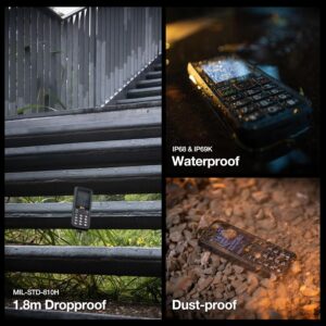 AGM M9 Rugged Feature Phone, 4G Basic Cell Phone, Simple Mobile Phones, IP68 & IP69K Waterproof, Drop-Proof, Large Buttons, Large Fonts, Speed Dial, 3 Card Slots, FM Radio,...