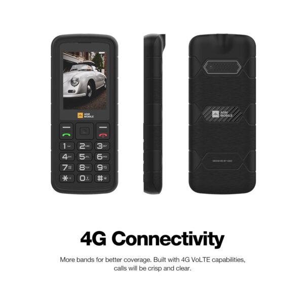 AGM M9 Rugged Feature Phone, 4G Basic Cell Phone, Simple Mobile Phones, IP68 & IP69K Waterproof, Drop-Proof, Large Buttons, Large Fonts, Speed Dial, 3 Card Slots, FM Radio,...