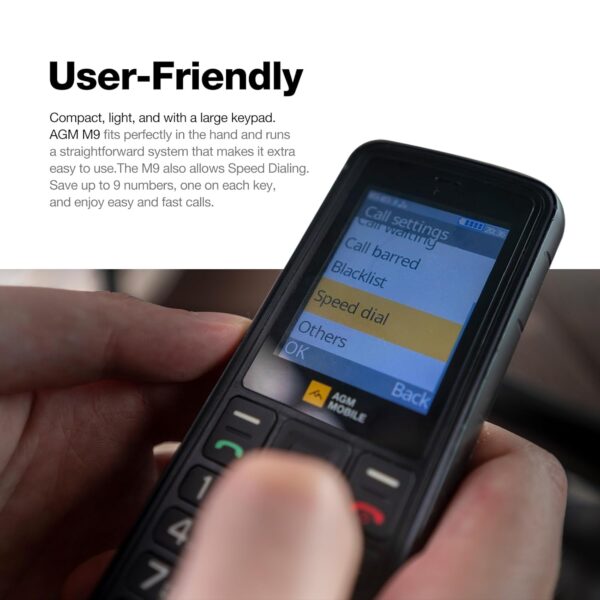 AGM M9 Rugged Feature Phone, 4G Basic Cell Phone, Simple Mobile Phones, IP68 & IP69K Waterproof, Drop-Proof, Large Buttons, Large Fonts, Speed Dial, 3 Card Slots, FM Radio,...
