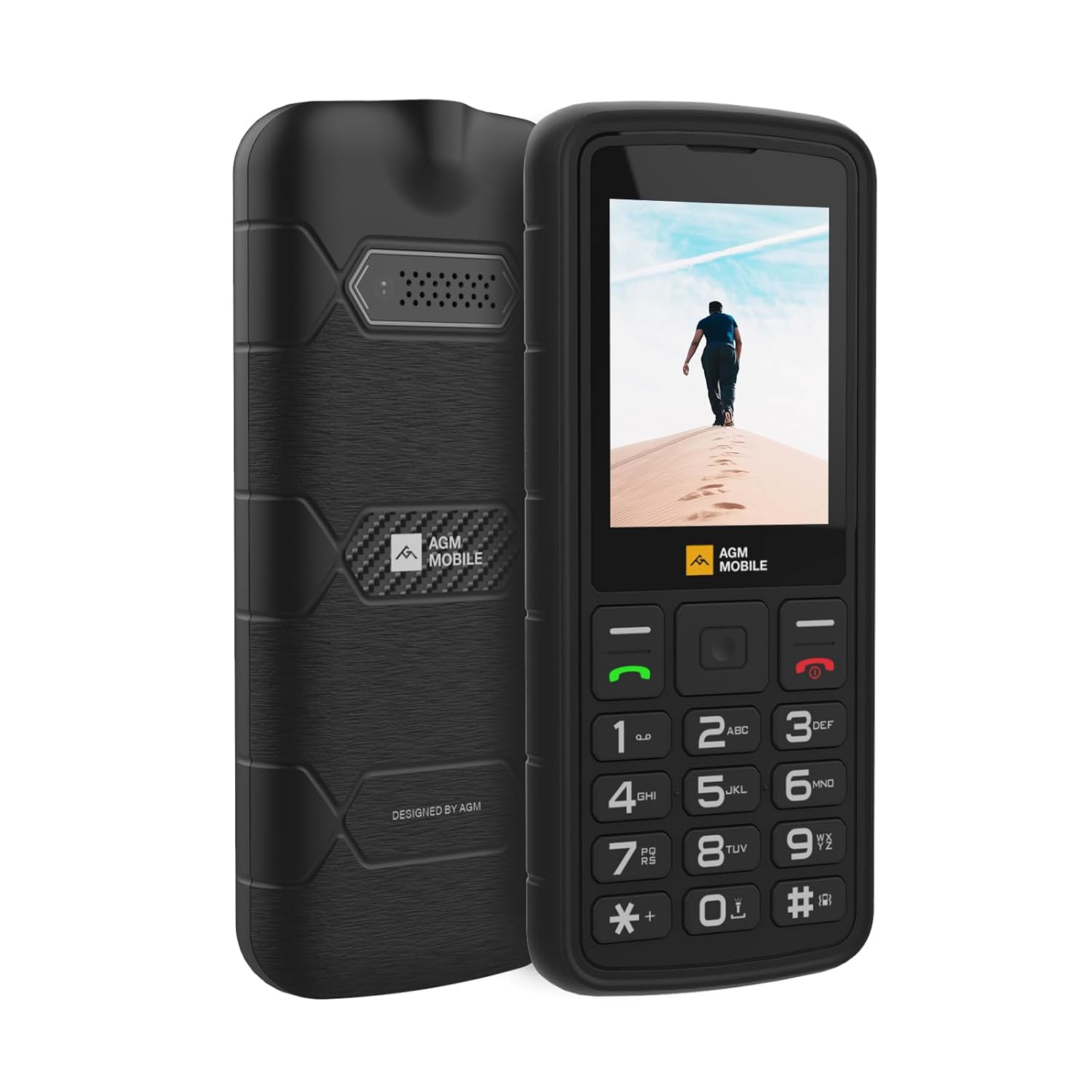 AGM M9 Rugged Feature Phone, 4G Basic Cell Phone, Simple Mobile Phones, IP68 & IP69K Waterproof, Drop-Proof, Large Buttons, Large Fonts, Speed Dial, 3 Card Slots, FM Radio,...