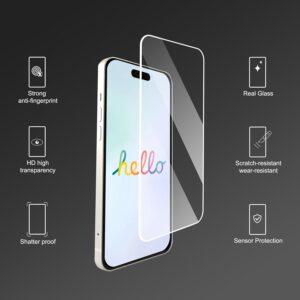 Ailun 3 Pack Screen Protector for iPhone 16 Pro [6.3 inch] + 3 Pack Camera Lens Protector with Installation Frame,Case Friendly Tempered Glass Film,[9H Hardness] - HD