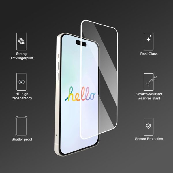 Ailun 3 Pack Screen Protector for iPhone 16 Pro [6.3 inch] + 3 Pack Camera Lens Protector with Installation Frame,Case Friendly Tempered Glass Film,[9H Hardness] - HD