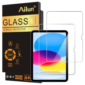Ailun Screen Protector for iPad 11th A16 2025 [11 Inch] / 10th Generation 2022 [10.9 Inch], Tempered Glass [Face ID & Apple Pencil Compatible] Ultra Sensitive Case Friendly [2...