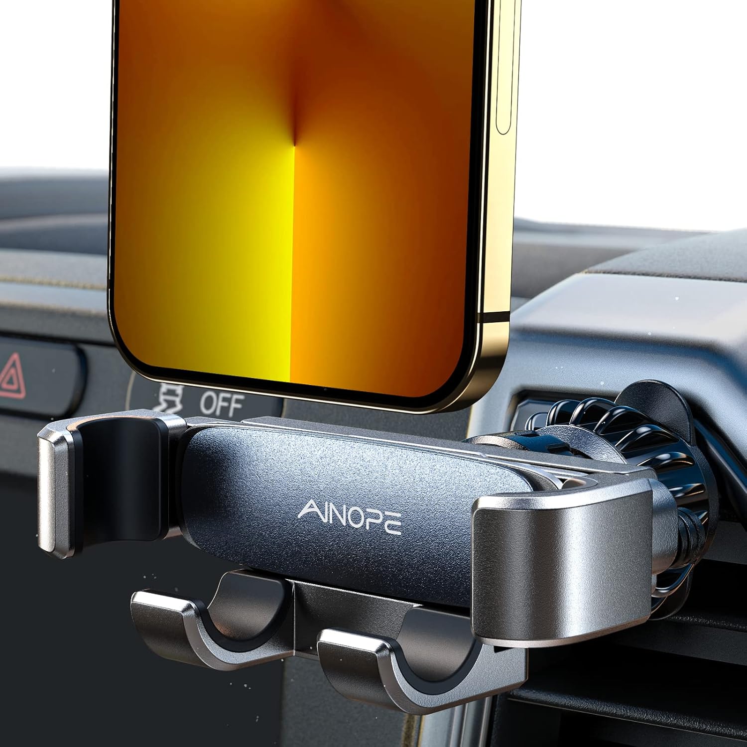 AINOPE Phone Holder for Car Vent 2025 Gravity Air Vent Car Phone Holder Mount for iPhone 16 Pro Max with Vent Clip Hand Free Cell Phone Car Mount for iPhone 16 Plus Samsung S25...