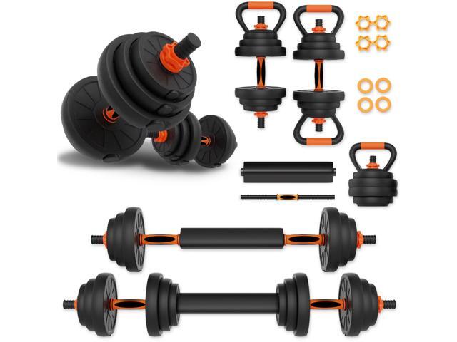 AIO Weight Adjustable Dumbbells Light (1.65 lbs to 55 lbs), Dumbbells, Barbells, Kettlebell, Push-Up Bars for Full Body Workout and Muscle Toning for
