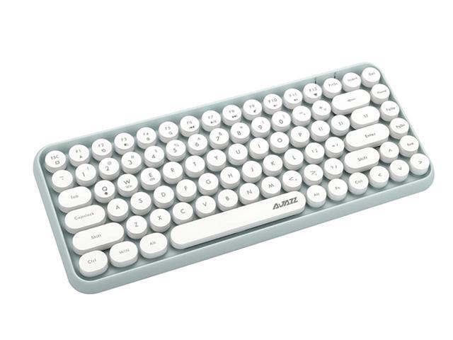 AJAZZ 308I Wireless Bluetooth Keyboard with Compact 84 Keys Cute Retro Round Keycaps - Comfortable Ergonomic Typewriter Keyboard Compatible with
