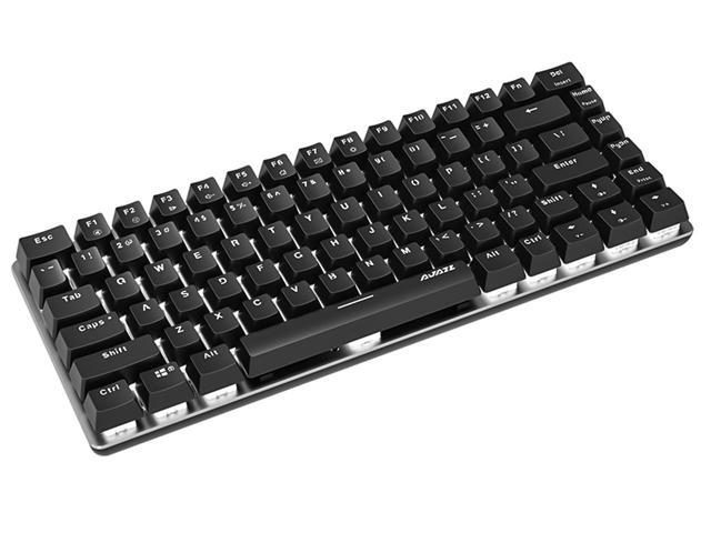AJazz AK33 82 Keys Mechanical Gaming Keyboard Suitable for Office and Gaming White Lighting Blue Switches Black