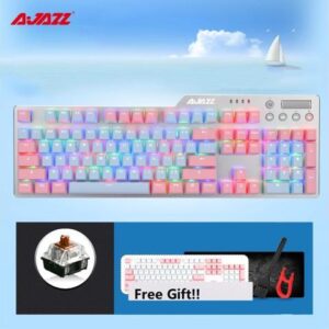 Ajazz AK35I N-key Rollover Ergonomic Design,Cool Exterior USB Wired Brown Switch Mechanical Gaming RGB Backlit Keyboard For Office And Game, DIY PBT