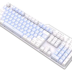 AJAZZ AK35i-PBT Ergonomic Design N-key Rollover Wired Black Switch Mechanical Gaming Keyboard For Office And Game brown switch White -White Blue