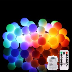 ALOVECO LED String Lights 18ft 50 LEDs Battery Operated String Lights with Remote 8 Modes Waterproof Globe Starry Fairy Lights for Outdoor Indoor Bedroom Garden Party Christmas...