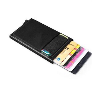 Aluminum Wallet With Back Pocket ID Card Holder RFID Blocking Mini Slim Metal Wallet Automatic Pop up Credit Card Coin Purse
