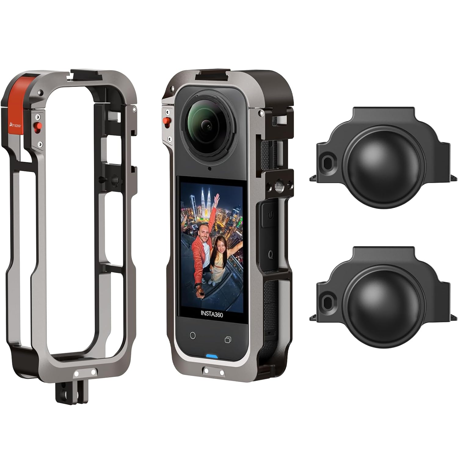Amazear Metal Protective Case for Insta360 X5 Accessories, Insta 360 X5 Multifunction Utility Frame Stronger Construction Aluminum Cage with Quick-Release Lock, Various...