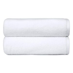 Amazon Basics - 2 Piece Quick-Dry Oversize Bath Towel, 100% Cotton, White, 137.16 cm x 76.2 cm