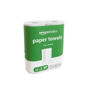 Amazon Basics 2-Ply Flex-Sheets Paper Towels, 2 Basics Rolls = 5 Regular Rolls, Everyday Value with 150 Sheets per Roll