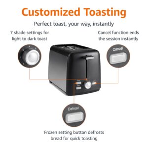 Amazon Basics 2 Slice Toaster, With 7 Browning Settings, Extra Wide Slots For Bagels and Special Breads, Removable Easy-to-Clean Crumb Trays, Cancel/Defrost/Bagel Buttons, 800W,...
