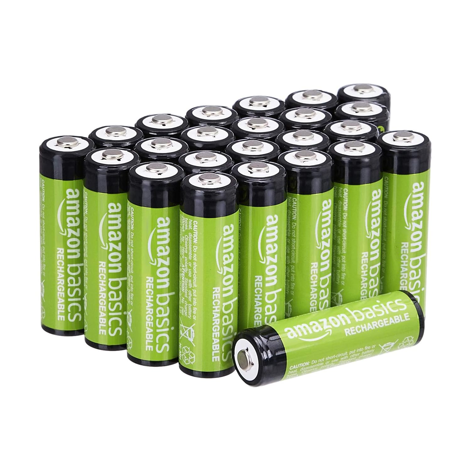 Amazon Basics 24-Pack AA Rechargeable Batteries, Performance 2,000 mAh Battery, Pre-Charged, Recharge up to 1000x