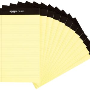 Amazon Basics 50 sheet Narrow Ruled Lined Writing Note Pad, 5 inch x 8 inch, 12 Pack, Canary
