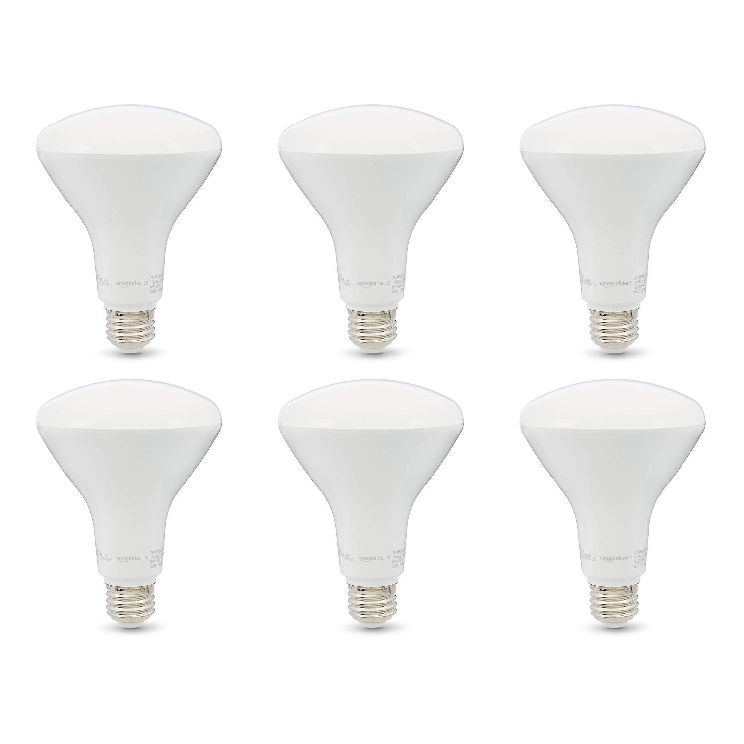 Amazon Basics 65W Equivalent, Soft White, Dimmable, 10,000 Hour Lifetime, BR30 LED Light Bulb | 6-Pack