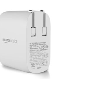Amazon Basics 65W One-Port GaN USB-C Wall Charger with Power Delivery PD, Foldable Plug, for Laptops, Tablets & Phones, White