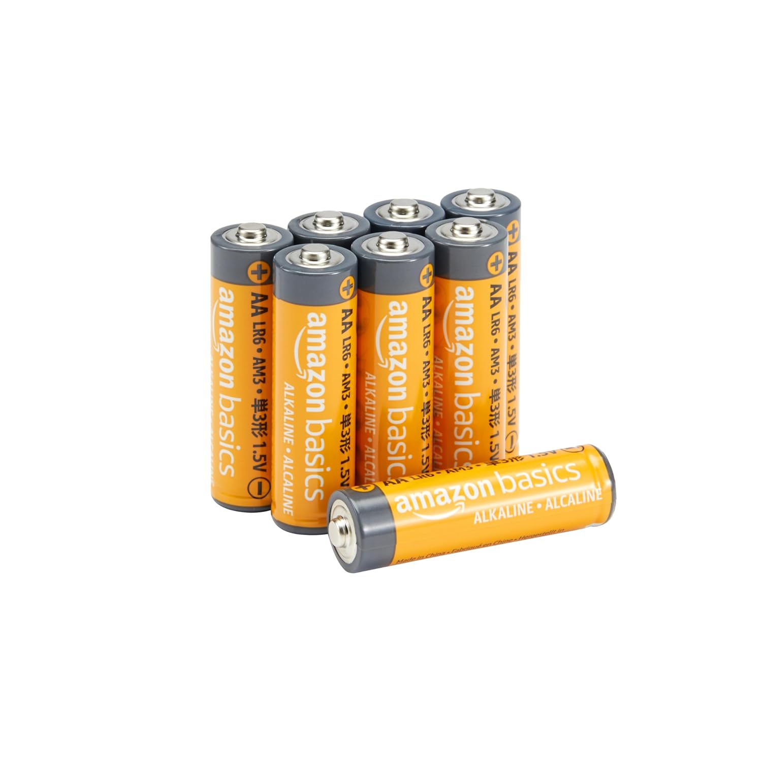 Amazon Basics 8 Pack AA High-Performance Alkaline Batteries, 10-Year Shelf Life, Easy to Open Value Pack