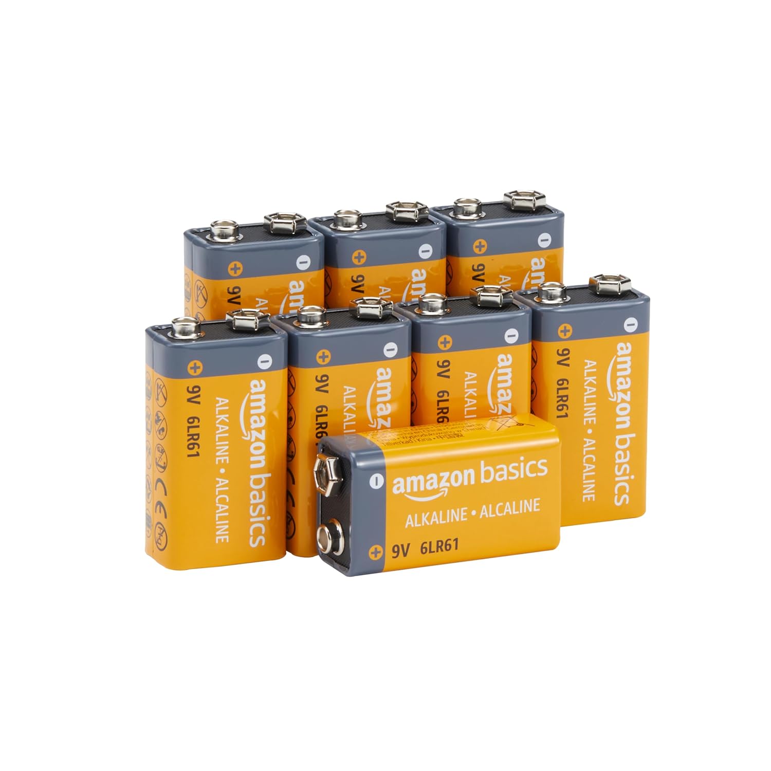Amazon Basics 9 Volt Everyday Alkaline Battery - Pack of 8