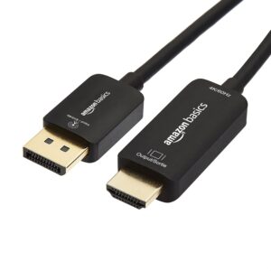 Amazon Basics DisplayPort to HDMI Display Cable for HDTV, Monitor, Projector, Uni-Directional, 4k@60Hz, 1920x1200, 1080p, Gold-Plated Plugs, 3 Foot, Black