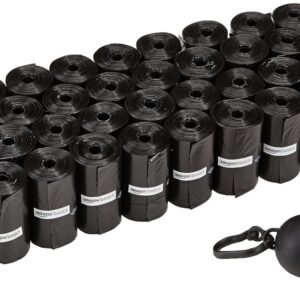 Amazon Basics Dog Poop Bags with Dispenser, 600 Count, Enhanced for Guaranteed Leakproof, Unscented, Includes Leash Clip