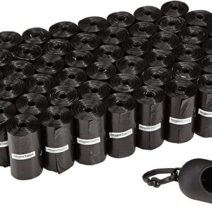 Amazon Basics Dog Poop Bags with Dispenser, 900 Count, Enhanced for Guaranteed Leakproof, Unscented, Includes Leash Clip